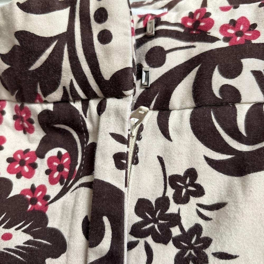 Talbots Cotton Stretch Cropped Chino Pants Brown Floral Women’s 18 Made in USA - Picture 4 of 5
